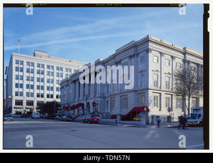 Blick nach Südosten, in Richtung der F Street (Norden) und der Achten Straße (West) Fassaden - United States General Post Office, zwischen 7., 8, E, und F Straßen, Northwest, Washington, District of Columbia, DC Stockfoto