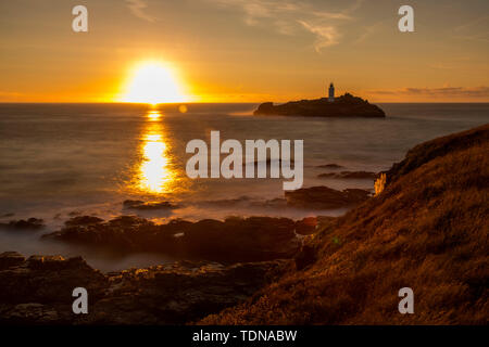 Sonnenuntergang, Gwythian, Cornwall, Großbritannien Stockfoto