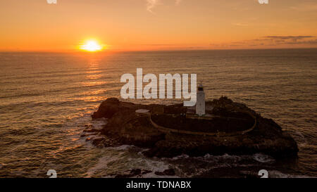 Sonnenuntergang, Gwythian, Cornwall, Großbritannien Stockfoto