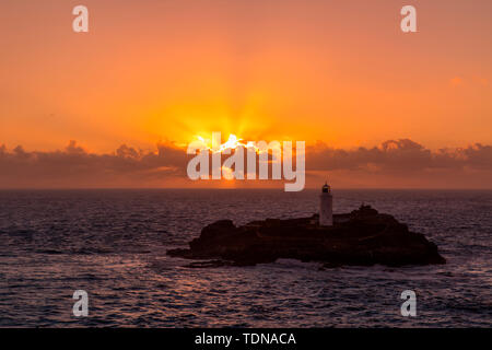 Sonnenuntergang, Gwythian, Cornwall, Großbritannien Stockfoto