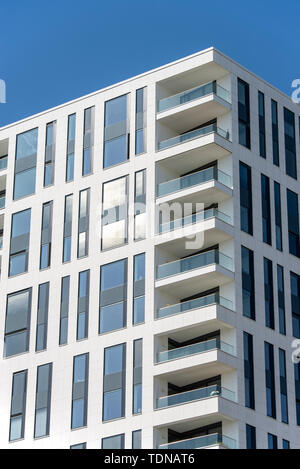 Oberen Etagen eines Wohnturm in das Europaviertel in Frankfurt am Main. Stockfoto