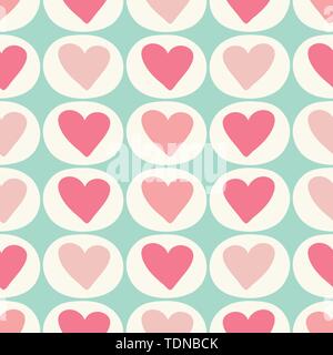 Rosa und roten Herzen in einer einfachen geometrischen nahtlose Muster. Ein Vektor Muster ideal für Valentines Stoff, Schrott, Buchung und Schreibwaren Projekte. Stock Vektor