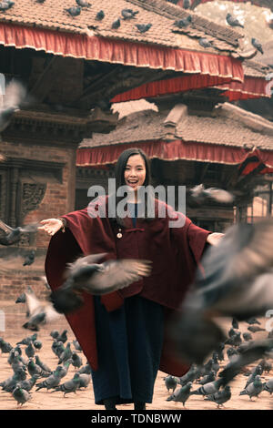 Tauben in Duba Square, Kathmandu, Nepal Stockfoto