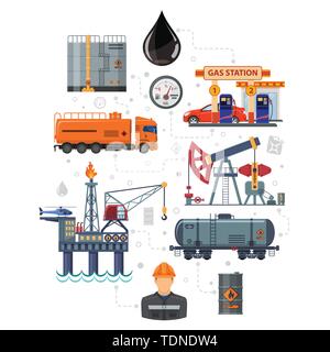 Öl Industrie Infografiken Stock Vektor