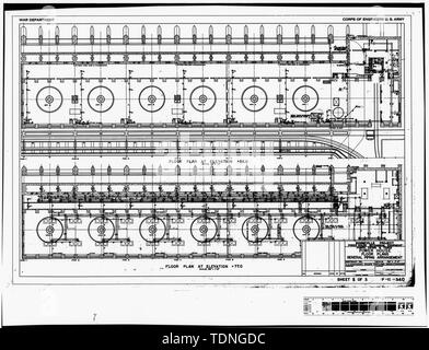 Kopie der ursprünglichen Konstruktion Zeichnung, undatiert (Original drucken, die sich im Besitz der US-Armee Korps der Ingenieure, Portland Bezirk Portland, OR.) (P -11-340, Blatt 2 von 3) POWERHOUSE, Grundrisse, Allgemeine Rohrleitungen. - Bonneville Projekt, Powerhouse Nr. 1, Spanning Bradford Slough, vom Bradford Island, Bonneville, Multnomah County, ODER Stockfoto