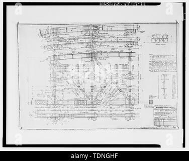Kopie der ursprünglichen Zeichnung, Bethlehem Steel Company (Bethlehem, PA) 1928 (Quelle - Vermont Agentur des Transportes) MITTELTEIL TRUSS DETAILS - Jeffersonville Brücke, Spanning Lamoille River an der Vermont Route 15, Cambridge, Lamoille County, VT; Bethlehem Steel Company; Kirche, Alison B, Historiker Stockfoto