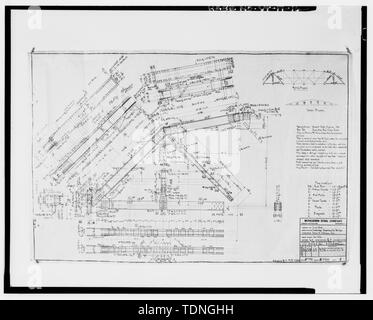 Kopie der ursprünglichen Zeichnung, Bethlehem Steel Company (Bethlehem, PA) 1928 (Quelle - Vermont Agentur des Transportes) ENDE ABSCHNITT TRUSS DETAILS - Jeffersonville Brücke, Spanning Lamoille River an der Vermont Route 15, Cambridge, Lamoille County, VT; Bethlehem Steel Company; Kirche, Alison B, Historiker Stockfoto