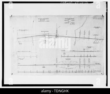 Kopie der ursprünglichen Zeichnung, Bethlehem Steel Company (Bethlehem, PA) 1928 (Quelle - Vermont Agentur des Transportes) PLAN UND PROFIL - Jeffersonville Brücke, Spanning Lamoille River an der Vermont Route 15, Cambridge, Lamoille County, VT; Bethlehem Steel Company; Kirche, Alison B, Historiker Stockfoto