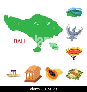 Isoliertes Objekt von Bali und Indonesien unterzeichnen. Sammlung von Bali und Karibik Lager Symbol für das Web. Stock Vektor