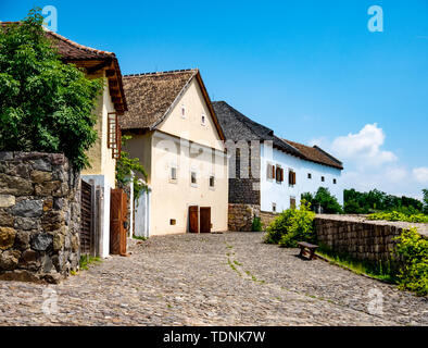 Blick auf den Straßen und den traditionellen ungarischen Pisa Häuser an einem sonnigen Tag in Szentendre, Ungarn an einem sonnigen Tag. Stockfoto