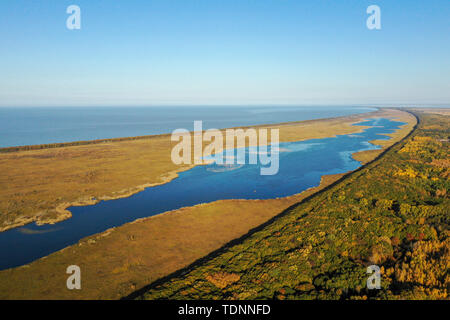 Sino-Russian border See Xingkai See Herbst Farbe Stockfoto