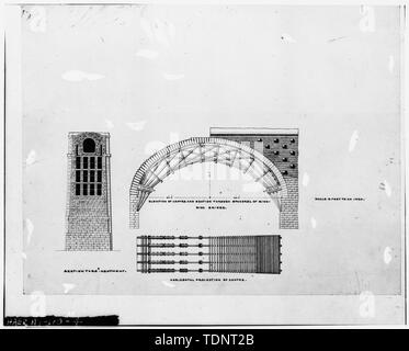 Fotokopiert Dezember 1977, aus lose original Technische Zeichnung, Jervis Bibliothek. Zentrierung für 88-Fuß-ARCH. - Alte Croton Aqueduct, Sing Sing töten Brücke, Spanning Aquädukt Street und Broadway, Ossining, Westchester County, NY Stockfoto