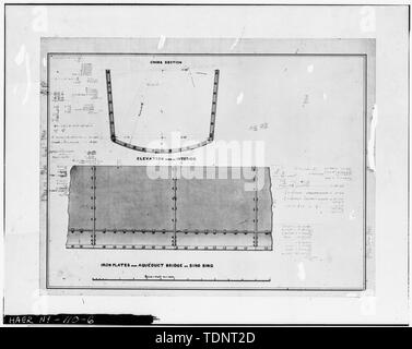Fotokopiert Dezember 1977, aus lose original Technische Zeichnung, Jervis Bibliothek. Bügeleisen Platten über die Brücke. - Alte Croton Aqueduct, Sing Sing töten Brücke, Spanning Aquädukt Street und Broadway, Ossining, Westchester County, NY Stockfoto