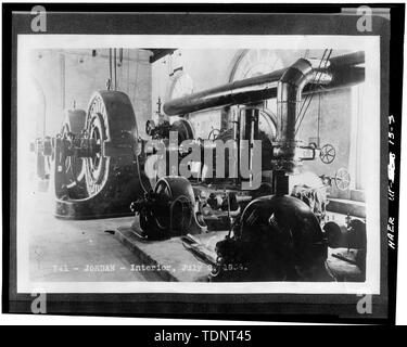 Fotokopiert Juli 1971 von Foto 741, Jordanien verengt Ordner-1, Engineering, Utah Energie und Licht Co., Salt Lake City, Utah. Innenansicht, 2. Juli 1909. - Salt Lake City Wasser und elektrischen Power Company, Jordanien verengt, Wasserkraftwerk, Jordan, Riverton, Salt Lake County, UT Stockfoto