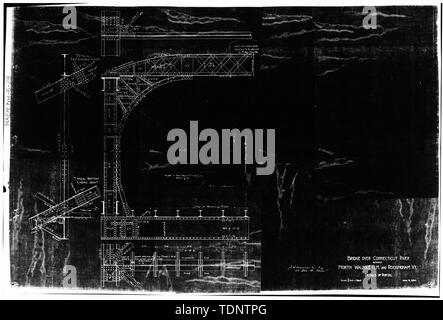 Fotokopie der Reparatur 1936 Zeichnung für 'Walpole, N.H. Westminster" durch Staat New Hampshire Highway Department. (Mit N.H. eingereicht Verkehrsministerium, Bridge Design Abteilung plan Archive, Concord, N.H.) - Datenblatt 1 von 1 Reparatur und Stahl - Beton Bewehrung Details für Ost und West Oktober 21, 1936 - Walpole-Westminster Brücke, Spanning Connecticut River zwischen Walpole, NH und Westminster, VT, Walpole, Cheshire County, NH Stockfoto
