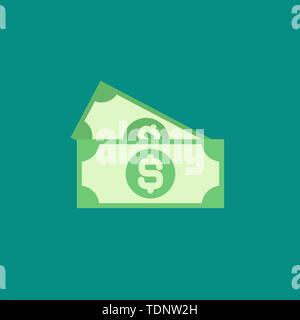 Grüne Bank stellt mit Dollarzeichen. Flache Symbol auf Blau isoliert. Geld Piktogramm. Dollar und Bargeld, Münzen, Währung, Bank Symbol. Bank Papier Vektor illust Stock Vektor