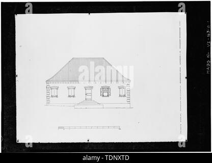 Die fotokopie einer gemessenen Zeichnung (Original im Besitz des Kunstakademiets (Königliche Akademie der Schönen Künste), Kopenhagen, Dänemark, 1961) OSTEN (VORNE) Höhenlage - Richmond Gefängnis, des Tierhalters Haus, Richmond, St. Croix, VI Stockfoto