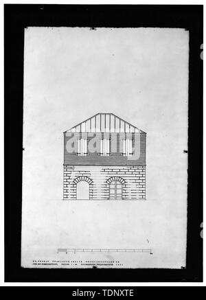 Die fotokopie einer gemessenen Zeichnung (Original im Besitz des Kunstakademiets (Königliche Akademie der Schönen Künste), Kopenhagen, Dänemark, 1961) ELEVATION (Ende) nach WIMMELSKAFTSGADE - Dronningensgade 8B (Haus), 8 B Queen Street, Charlotte Amalie, St. Thomas, VI Stockfoto