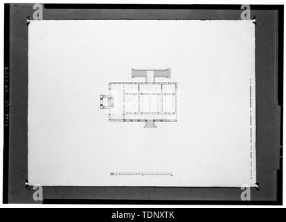 Die fotokopie einer gemessenen Zeichnung (Original im Besitz des Kunstakademiets (Königliche Akademie der Schönen Künste), Kopenhagen, Dänemark, 1961) PLAN DER HAUPTHAUS Fotograf und Datum noch unbekannt - Plantage Hoffnung, Schloss Coakley, St. Croix, VI Stockfoto