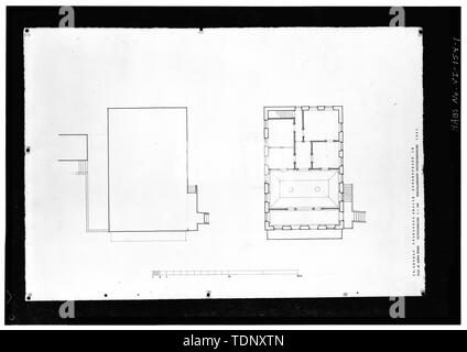 Die fotokopie einer gemessenen Zeichnung (Original im Besitz des Kunstakademiets (Königliche Akademie der Schönen Künste), Kopenhagen, Dänemark, 1961) PLÄNE DER ERSTEN UND ZWEITEN ETAGE - Einkaufsstraße Alle 1B (Haus), Charlotte Amalie, St. Thomas, VI Stockfoto