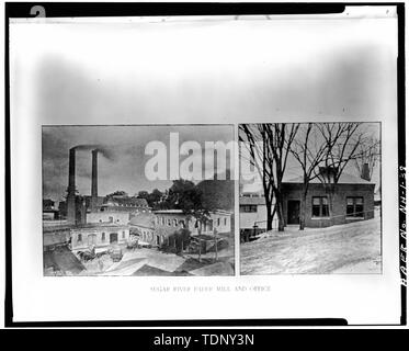 Die fotokopie einer Foto (original Drucken in der Sammlung des Claremont historische Gesellschaft) Ca. 1895, Fotograf unbekannt ZUCKER FLUSS PAPIERFABRIK UND BÜRO - Claremont Dorf Industriegebiet, Zwischen B, Claremont, Sullivan County, NH Stockfoto