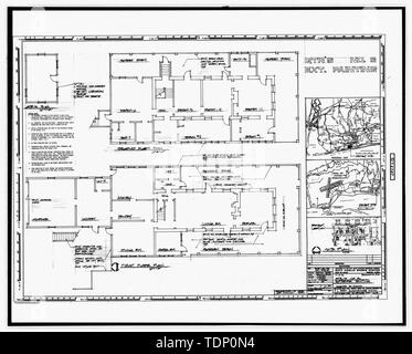 Kopie der Zeichnung (dieses Foto ist ein 8 x 10 Kopieren eines 8 x 10 Negativ; 1987 ursprüngliche architektonische Zeichnung in Gebäude Nr. 458 entfernt, NAS Pensacola, Florida) Quartale 3, Außenanstrich, Legenden und Grundrisse, Blatt 1 von 3 - U.S. Naval Air Station, Senior Officers' Quarters Q-3, Q-3 North Avenue, Pensacola, Escambia County, FL Stockfoto