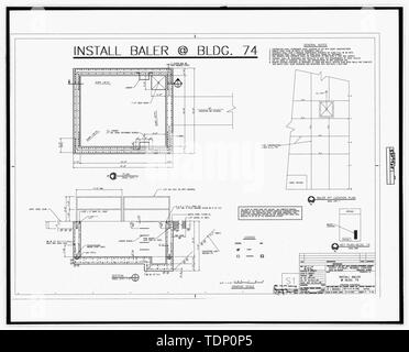 Kopie der Zeichnung (dieses Foto ist ein 8 x 10 Kopieren eines 8 x 10 Negativ; 1997 ursprüngliche architektonische Zeichnung in Gebäude Nr. 458 entfernt, NAS Pensacola, Florida) installieren Sie die Ballenpresse in Gebäude Nr. 74, STRUKTURELLE PLAN - Details, Blatt 2 von 2 - U.S. Naval Air Station, Wasserflugzeug Hangar, 521 South Avenue, Pensacola, Escambia County, FL Stockfoto