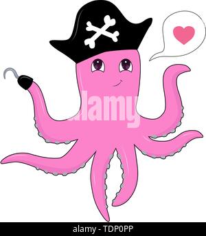 Cute cartoon Octopus auf weißem Hintergrund. Tier Vector Illustration. Stock Vektor