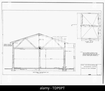 Kopie der Zeichnung (dieses Foto ist ein 8 x 10 Kopieren eines 8 x 10 Negativ; undatiert Bauzeichnung mit NAS Pensacola, Florida, Gebäude Nr. 458) PLAN UND ABSCHNITT VON 23 FUSS Erweiterung von Gebäude Nr. 107 entfernt. - U.S. Naval Air Station, Kälteanlage, Center Avenue, Pensacola, Escambia County, FL Stockfoto