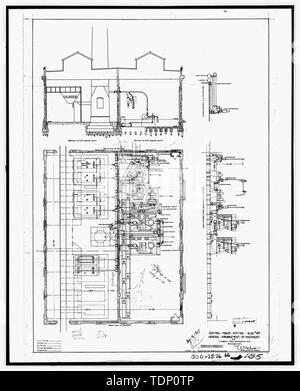 Kopie der Zeichnung (dieses Foto ist und 8" x 10' Kopie einer 8' x 10' negativ; 1907 ursprüngliche architektonische Zeichnung in Gebäude Nr. 458 entfernt, NAS Pensacola, Florida) Zentrale Kraftwerk Gebäude Nr. 47, allgemeine Anordnung der Maschinen - U.S. Naval Air Station, Kraftwerk, 328 South Avenue, Pensacola, Escambia County, FL Stockfoto