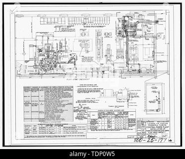 Kopie der Zeichnung (dieses Foto ist und 8" x 10' Kopie einer 8' x 10' negativ; 1939 ursprüngliche architektonische Zeichnung in Gebäude Nr. 458 entfernt, NAS Pensacola, Florida) Kraftzentrale, Installation von Turbo-Generator und Kompressor, Plan oben Keller, Blatt 1 von 6 - U.S. Naval Air Station, Kraftwerk, 328 South Avenue, Pensacola, Escambia County, FL Stockfoto