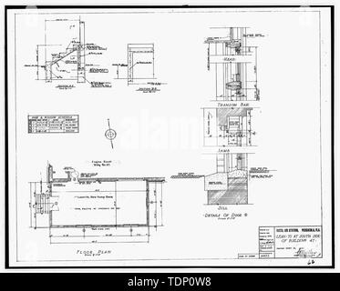 Kopie der Zeichnung (dieses Foto ist und 8" x 10' Kopie einer 8' x 10' negativ; 1940 ursprüngliche architektonische Zeichnung in Gebäude Nr. 458 entfernt, NAS Pensacola, Florida) Vordach an der Südseite von Gebäude Nr. 47. Grundriss und Details, Blatt 1 von 2. - U.S. Naval Air Station, Kraftwerk, 328 South Avenue, Pensacola, Escambia County, FL Stockfoto