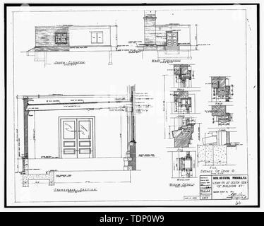 Kopie der Zeichnung (dieses Foto ist und 8" x 10' Kopie einer 8' x 10' negativ; 1940 ursprüngliche architektonische Zeichnung in Gebäude Nr. 458 entfernt, NAS Pensacola, Florida) Vordach an der Südseite von Gebäude Nr. 47, Abschnitt, Ansichten und Details, Blatt 2 von 2 - U.S. Naval Air Station, Kraftwerk, 328 South Avenue, Pensacola, Escambia County, FL Stockfoto