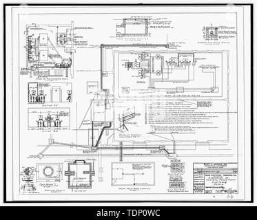 Kopie der Zeichnung (dieses Foto ist und 8" x 10' Kopie einer 8' x 10' negativ; 1944 ursprüngliche architektonische Zeichnung in Gebäude Nr. 458 entfernt, NAS Pensacola, Florida) Verlängerung der Kraftzentrale, Grundriss und Details, Blatt 2 von 4 - U.S. Naval Air Station, Kraftwerk, 328 South Avenue, Pensacola, Escambia County, FL Stockfoto