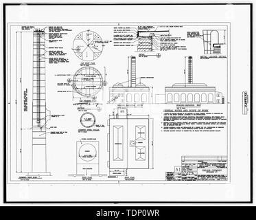 Kopie der Zeichnung (dieses Foto ist und 8" x 10' Kopie einer 8' x 10' negativ; kein Datum ursprünglichen architektonischen Zeichnung in Gebäude Nr. 458 entfernt, NAS Pensacola, Florida) Reparaturen an radialen gemauerten Schornstein, Gebäude Nr. 47, Blatt 2 von 2 - U.S. Naval Air Station, Kraftwerk, 328 South Avenue, Pensacola, Escambia County, FL Stockfoto