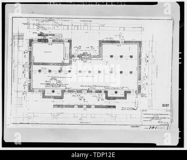 Kopie der Zeichnung an National Archives, San Bruno, Kalifornien (Navy - 1-A-1). Apartment Haus für Offiziere an der U.S. Navy Yard Mare Island, Cal Keller Plan; Juli 1899. - Mare Island Naval Shipyard, Viertel I-T, Cedar Avenue, West Side zwischen dem Zehnten und Nussbaum Straßen, Vallejo, Solano County, CA Stockfoto