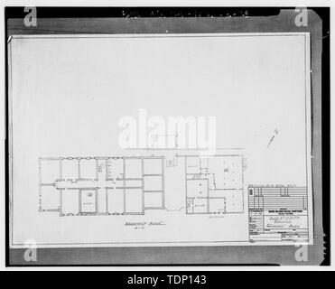 Kopie der Zeichnung an National Archives, San Bruno, Kalifornien (Marine - 47 - A-32). Öffentliche Arbeiten minsy Gebäude Nr. 47 und 47 eine Aufzeichnung Keller Plan; Juli 9, 1956. - Mare Island Naval Shipyard, Alte Administrative Büros, der Achten Straße Nordseite zwischen Railroad Avenue und Walnuß-Allee, Vallejo, Solano County, CA Stockfoto