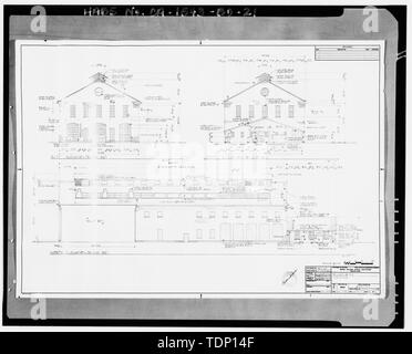 Kopie der Zeichnung an National Archives, San Bruno, Kalifornien (Marine - 52 - A-20). Abteilung der Marine, Navfac Minsy Vallejo Calif, Gbd. 52 - Erhöhungen; 30. Juni 1977. - Mare Island Naval Shipyard, Nr. 70 Eisen Http://chromitierung.surtec.com, California Avenue, West Side gegenüber Drydock 1 in der Nähe von Ninth Street, Vallejo, Solano County, CA Stockfoto