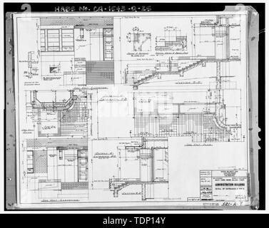 Kopie der Zeichnung an National Archives, San Bruno, Kalifornien (Marine - 521-A-9). Eingänge 3 und 5, Details, Mai 1941. - Mare Island Naval Shipyard, administrative Büros, Nussbaum Avenue, East Side zwischen 7. und 8 Straßen, Vallejo, Solano County, CA Stockfoto
