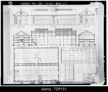 Kopie der Zeichnung an National Archives, San Bruno, Kalifornien (Navy - 65-A-8). Plan für Lagerhaus für Ausrüstung Materialien bei U.S. Navy Yard Mare Insel Kal. vorgeschlagen, Gebäude 65; Januar 1900 - Mare Island Naval Shipyard, Druckerei, California Avenue, nordwestlichen Ecke der California Avenue und der Achten Straße, Vallejo, Solano County, CA Stockfoto
