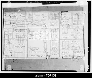 Kopie der Zeichnung an National Archives, San Bruno, Kalifornien (Marine - 680-A-10). Maschinenhalle Tür gebaut, Details; 1938. - Mare Island Naval Shipyard, Werkstatt, California Avenue, Südwestecke der California Avenue und 13th Street, Vallejo, Solano County, CA Stockfoto