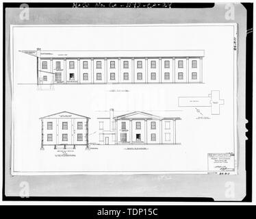 Kopie der Zeichnung an National Archives, San Bruno, Kalifornien (Navy - 84-A-11). Dept von Y und D U.S. Navy Yard Mare Island, Cal Gefängnis Erweiterung Geb. 84, Erhöhungen; April 4, 1908. - Mare Island Naval Shipyard, Marine Gefängnis, Suisun Avenue, West Side zwischen Mesa Road und San Pablo Vallejo, Solano County, CA Stockfoto