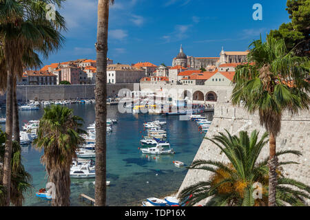 Morgen Aussicht über den Hafen und die Altstadt von Dubrovnik, Kroatien Stockfoto