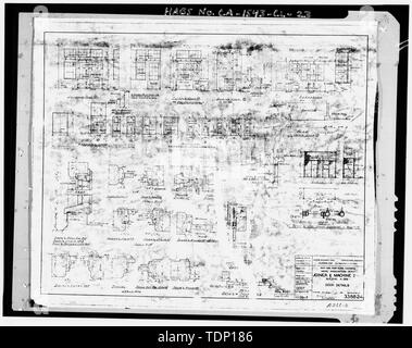 Kopie der Zeichnung an National Archives, San Bruno, Kalifornien (Navy-A 266-6). Tür Details; August 25, 1944. - Mare Island Naval Shipyard, Ordnance Lager, Blake Avenue, nordostecke von Blake Avenue und Railroad Avenue, Vallejo, Solano County, CA Stockfoto