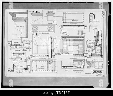 Kopie der Zeichnung an National Archives, San Bruno, Kalifornien (Navy-H-1-A-15). Ergänzungen zu Naval Hospital Mare Insel Cal details Kamin; 1909. - Mare Island Naval Shipyard, Krankenhaus Sitz, Johnson Lane, West Side an der Kreuzung von Johnson Lane und Cossey Straße, Vallejo, Solano County, CA Stockfoto