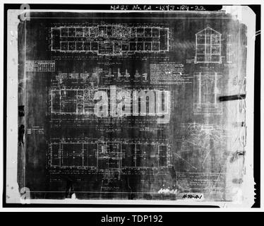 Kopie der Zeichnung an National Archives, San Bruno, Kalifornien (Navy-H-70-A-1). - Mare Island Naval Shipyard, Krankenstation, Johnson Lane, West Side an der Kreuzung von Johnson Lane und Cossey Straße, Vallejo, Solano County, CA Stockfoto