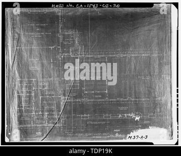 Kopie der Zeichnung an National Archives, San Bruno, Kalifornien (Navy-M37-A-3). Marine Barracks, US Navy Yard Mare Island, Cal ersten Stock halb links, 30. Juli 1915. - Mare Island Naval Shipyard, Marine Kaserne, Cedar Avenue, West Side zwischen dem zwölften und vierzehnten Straßen, Vallejo, Solano County, CA Stockfoto