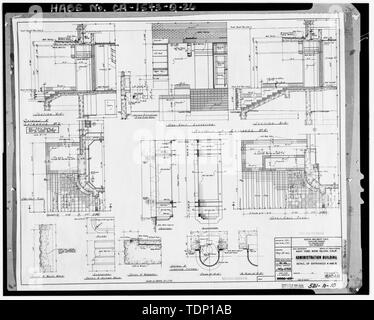 Kopie der Zeichnung an National Archives, San Bruno, Kalifornien (Navy-521-A-10). Eingänge 4 und 6, die sich in Details; Mai, 1941. - Mare Island Naval Shipyard, administrative Büros, Nussbaum Avenue, East Side zwischen 7. und 8 Straßen, Vallejo, Solano County, CA Stockfoto