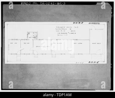 Kopie der Zeichnung an National Archives, San Bruno, Kalifornien (Navy-A-A-A-5). Diener HAUS (AA) QUARTALE EIN; 28. DEZEMBER 1936 UND 7. JULI 1950. - Mare Island Naval Shipyard, Viertel A-A, Walnuß-Allee hinter Viertel ein, West Side in der Nähe der Achten Straße, Vallejo, Solano County, CA Stockfoto