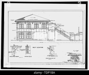 Kopie der Zeichnung Nr. C-8812, vom 11. August 1917, mit dem Titel New York Municipal Railway Corporation, Coney Island Terminal, Trainsmen's Building an Stillwell Avenue Station, Vertrag Zeichnung. West Elevation. Original auf Datei, Plan, Archive von MTA New York City Transit, New York. - Stillwell Avenue Station, Kreuzung von Stillwell und Surf Avenue, Brooklyn, Kings County, NY Stockfoto